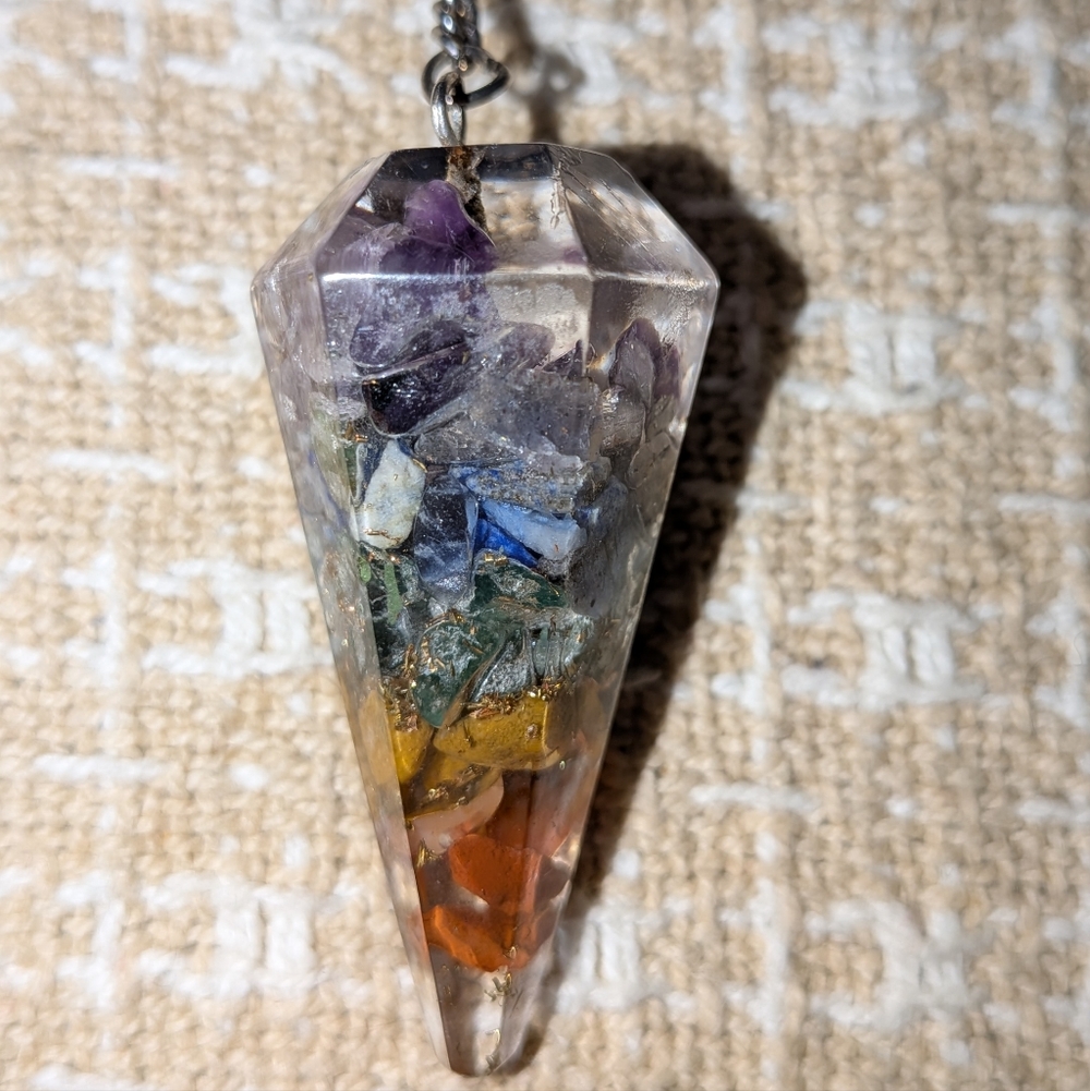 Handmade Rainbow Gemstone Chakra Pendulum